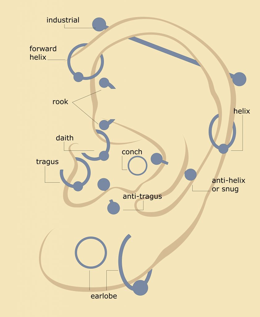 Tipos de piercing: quais os nomes e lugares da orelha?